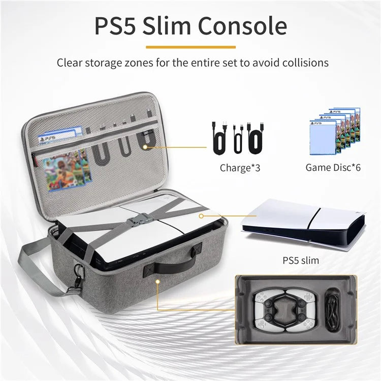 STARTRC GAMES For Sony PS5 Slim Game Console Carrying Case Shock-Absorbed EVA Storage Bag