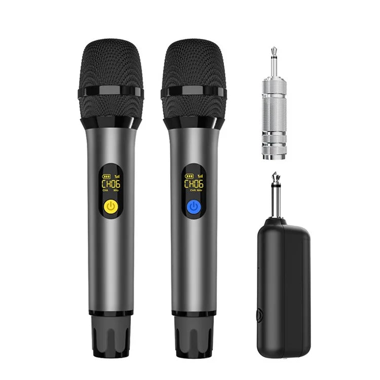 H21H Home Karaoke UHF Wireless Hand-Held Microphone, 2 Mic + 1 Receiver