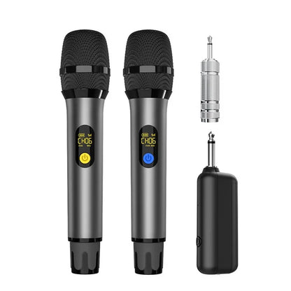 H21H Home Karaoke UHF Wireless Hand-Held Microphone, 2 Mic + 1 Receiver