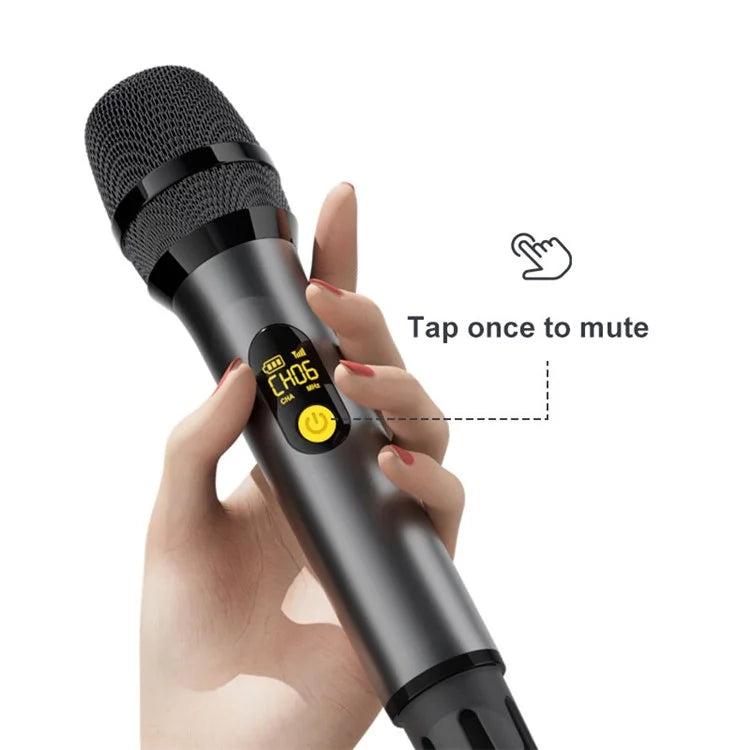 H21H Home Karaoke UHF Wireless Hand-Held Microphone, 2 Mic + 1 Receiver