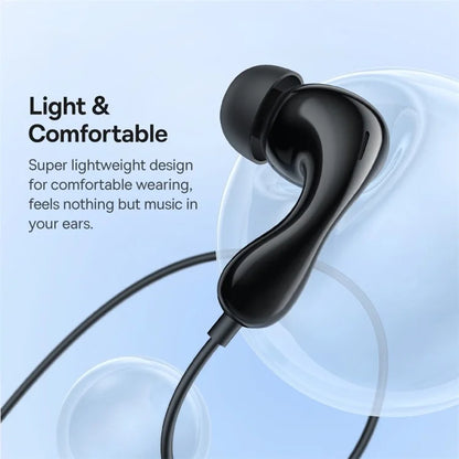 BASEUS Encok CZ20 Type-C Wired In-Ear Music Earphone with Wire Control Mic - Black