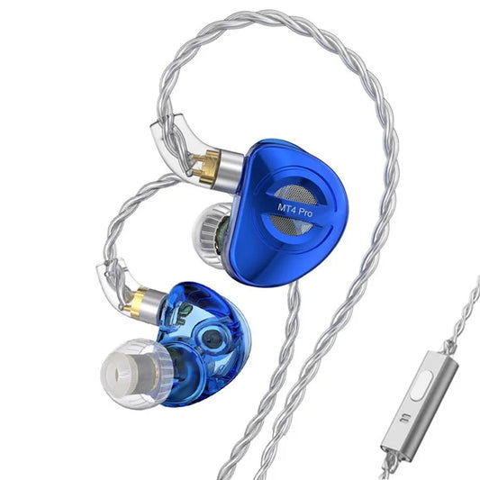 TRN MT4 PRO Detachable 3.5mm Wired In-Ear Earphone Dual Dynamic Driver HiFi Monitor Headphone with Mic
