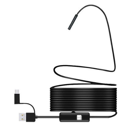 2m Wire Type-C+USB+Micro USB Endoscope Industrial Borescope Waterproof Inspection 7mm Snake Camera- Flexible Wire