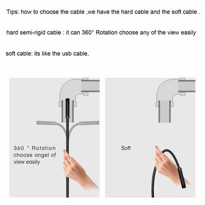 2m Wire Type-C+USB+Micro USB Endoscope Industrial Borescope Waterproof Inspection 7mm Snake Camera- Flexible Wire