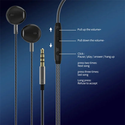 DEVIA EM101 Metal Semi-in-ear Earphone 3.5mm Wire Control Music Earphone with Mic