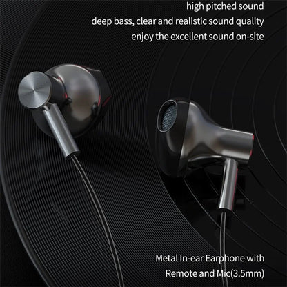 DEVIA EM101 Metal Semi-in-ear Earphone 3.5mm Wire Control Music Earphone with Mic