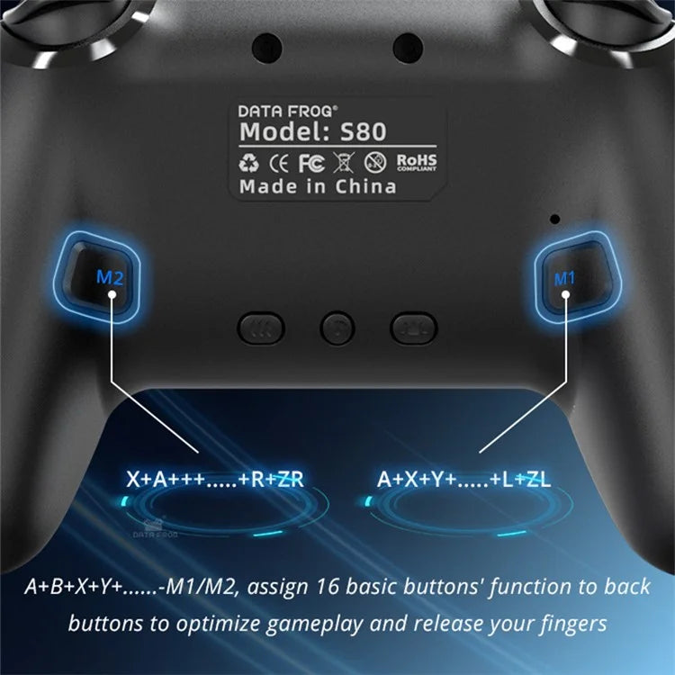 DATA FROG S80 Elite Edition Controller for Nintendo Switch / Switch Lite / OLED / PC Wireless Bluetooth Game Console, Black