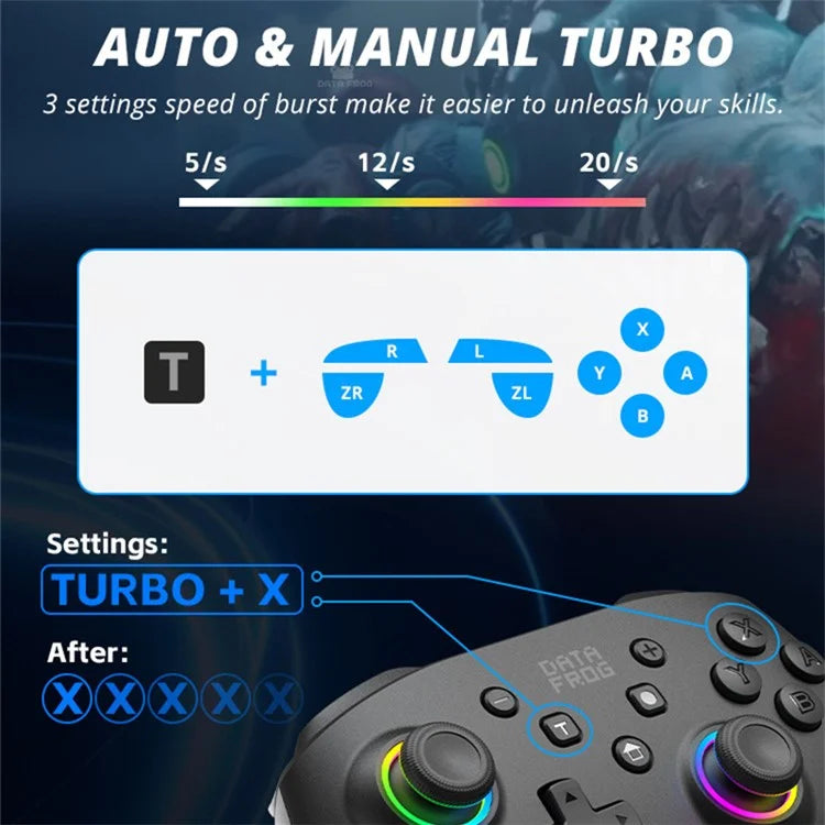DATA FROG S80 Elite Edition Controller for Nintendo Switch / Switch Lite / OLED / PC Wireless Bluetooth Game Console, Black