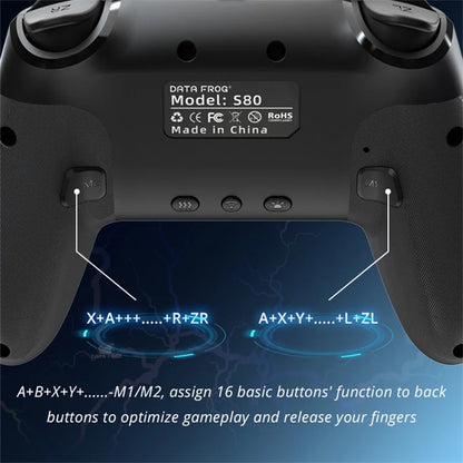 DATA FROG S80 Elite Edition Controller for Nintendo Switch / Switch Lite / OLED / PC Wireless Bluetooth Game Console, Black