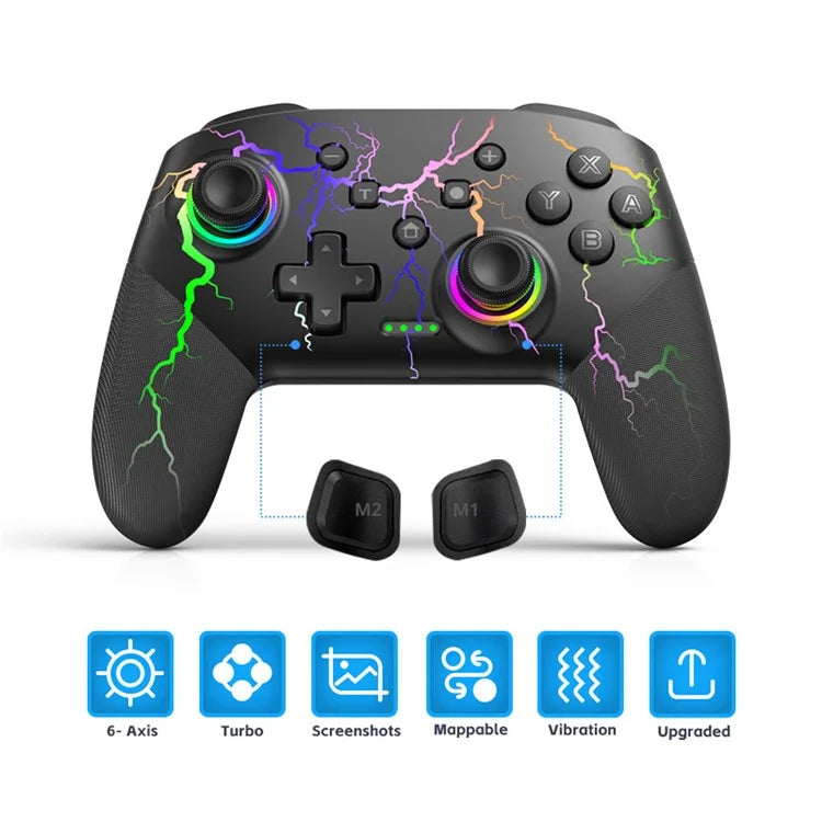 DATA FROG S80 Elite Edition Controller for Nintendo Switch / Switch Lite / OLED / PC Wireless Bluetooth Game Console, Lightning Pattern