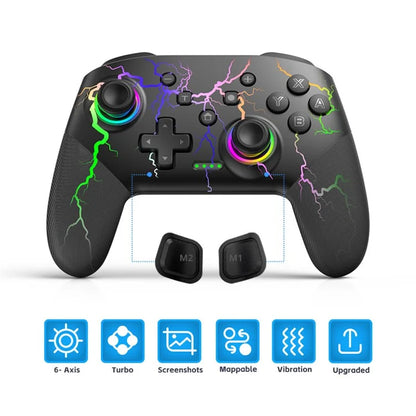 DATA FROG S80 Elite Edition Controller for Nintendo Switch / Switch Lite / OLED / PC Wireless Bluetooth Game Console, Lightning Pattern