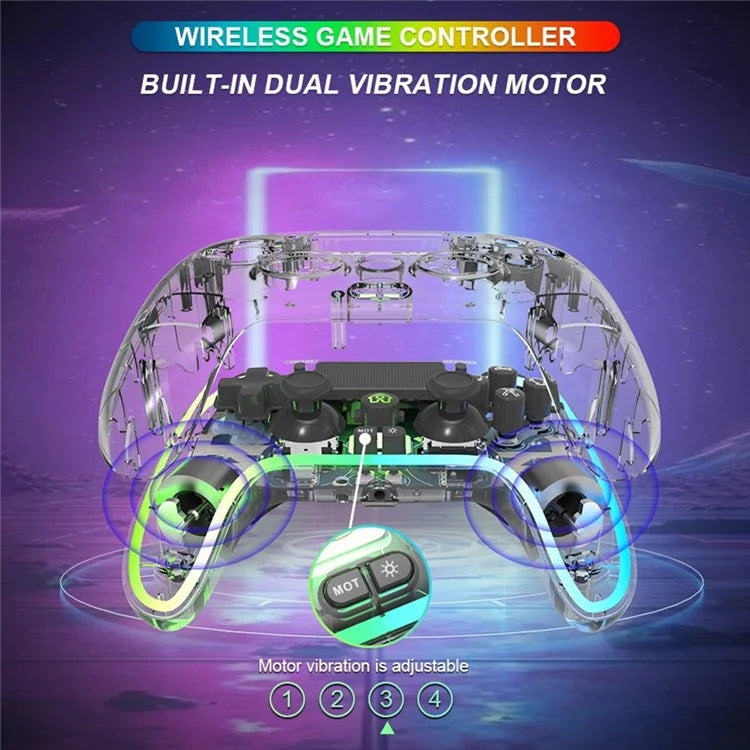 TOPWOLF HS-PS4280 Bluetooth Gamepad RGB Light 6-Axis Sensor Dual Vibration Game Controller for PS4 / PC