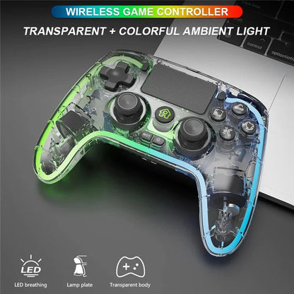 TOPWOLF HS-PS4280 Bluetooth Gamepad RGB Light 6-Axis Sensor Dual Vibration Game Controller for PS4 / PC