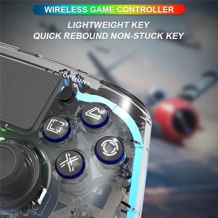 TOPWOLF HS-PS4280 Bluetooth Gamepad RGB Light 6-Axis Sensor Dual Vibration Game Controller for PS4 / PC