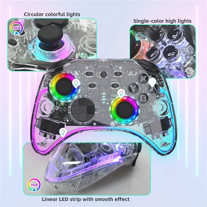 DATA FROG G04 For Nintendo Switch / OLED / PC Wired / Wireless Transparent Game Controller with RGB Ligh