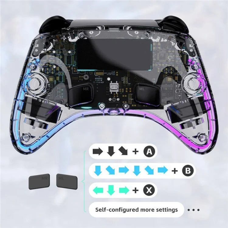 DATA FROG G04 For Nintendo Switch / OLED / PC Wired / Wireless Transparent Game Controller with RGB Ligh