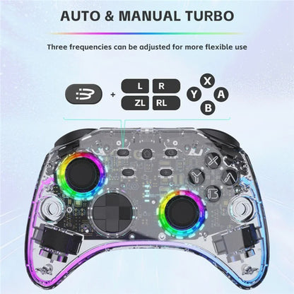DATA FROG G04 For Nintendo Switch / OLED / PC Wired / Wireless Transparent Game Controller with RGB Ligh