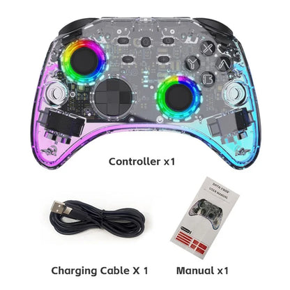 DATA FROG G04 For Nintendo Switch / OLED / PC Wired / Wireless Transparent Game Controller with RGB Ligh