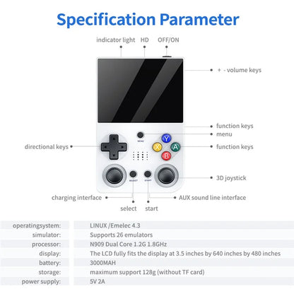 M21 3.5-inch Screen HD Game Machine Two-Player Handheld Game Console, 128G Memory Card / 30000 Games