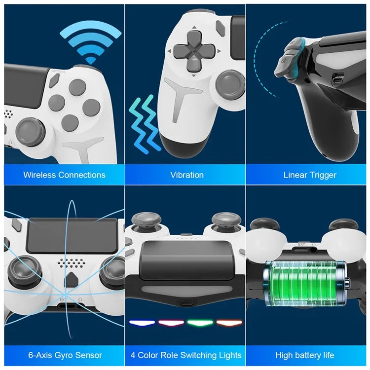 P412 For PS4 / PS3 / PC Bluetooth Gamepad 6-Axis Sensor Dual Vibration Game Controller