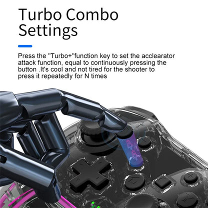 NS015 For Nintendo Switch / PS3 / PC / TV Bluetooth Gamepad GRB Light Clear Dual Vibration Game Controller