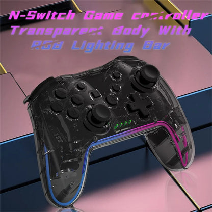 NS015 For Nintendo Switch / PS3 / PC / TV Bluetooth Gamepad GRB Light Clear Dual Vibration Game Controller