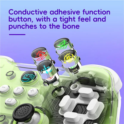 Z01X Transparent Design Bluetooth Gamepad Six-Axis Dual Motor Vibration Game Controller