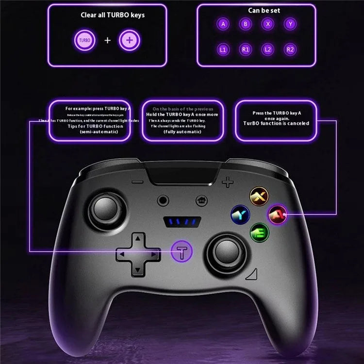 HY-9013 For Switch PS3 Steam Wireless Game Controller One-Click Turbo Function Gamepad with 6 Axis