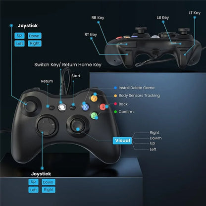 8610 Wired Gamepad for 360 Console Game Controller Compatible with PC Windows