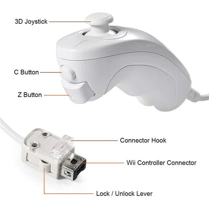 8530 For Nintendo Wii Anti-Slip Design 1:1 Curved Wired Game Controller Remote with Cable