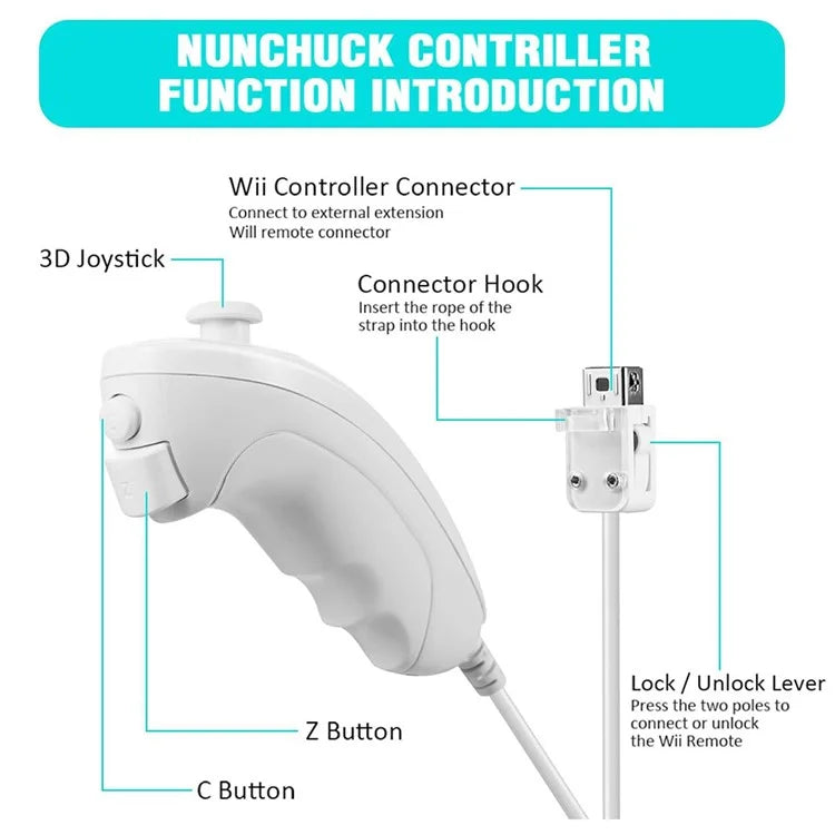 8530 For Nintendo Wii Anti-Slip Design 1:1 Curved Wired Game Controller Remote with Cable