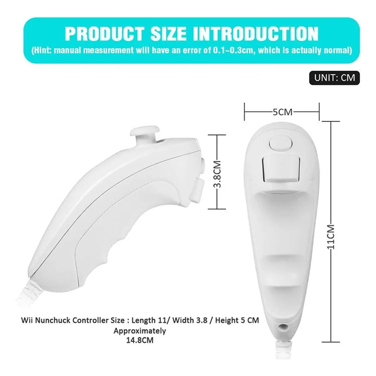 8530 For Nintendo Wii Anti-Slip Design 1:1 Curved Wired Game Controller Remote with Cable