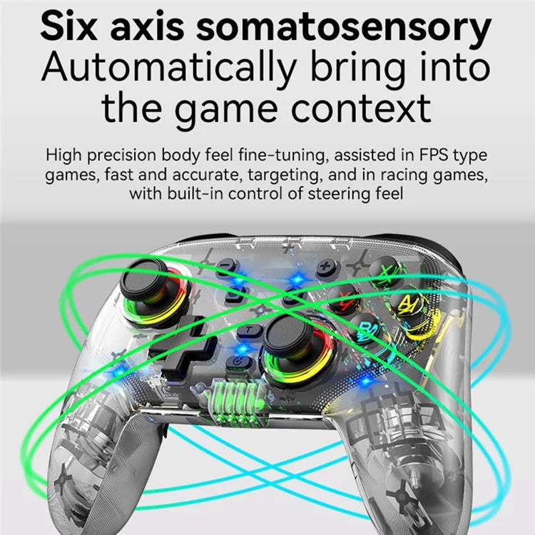 S09 Six Axis Vibration Bluetooth Controller TURBO Comb Wireless Gamepad with Dazzling Light for E-Sports