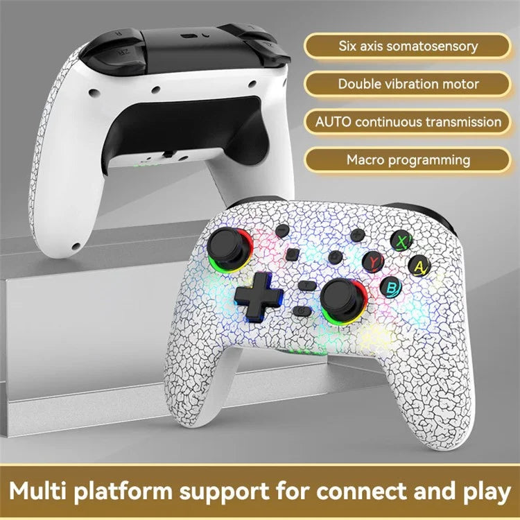 S09 Six Axis Vibration Bluetooth Controller TURBO Comb Wireless Gamepad with Dazzling Light for E-Sports