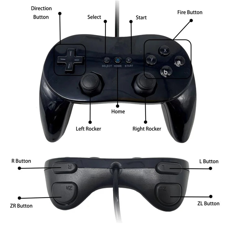 8553 Gamepad for Nintendo Wii, WiiU Game Console Wired Controller with 1.1m Cable