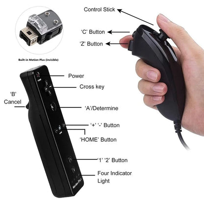 8512 For Wii U / Wii Console Remote Controller Game Wireless Handle Grip Built-in Motion Plus