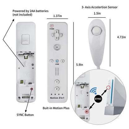 8512 For Wii U / Wii Console Remote Controller Game Wireless Handle Grip Built-in Motion Plus