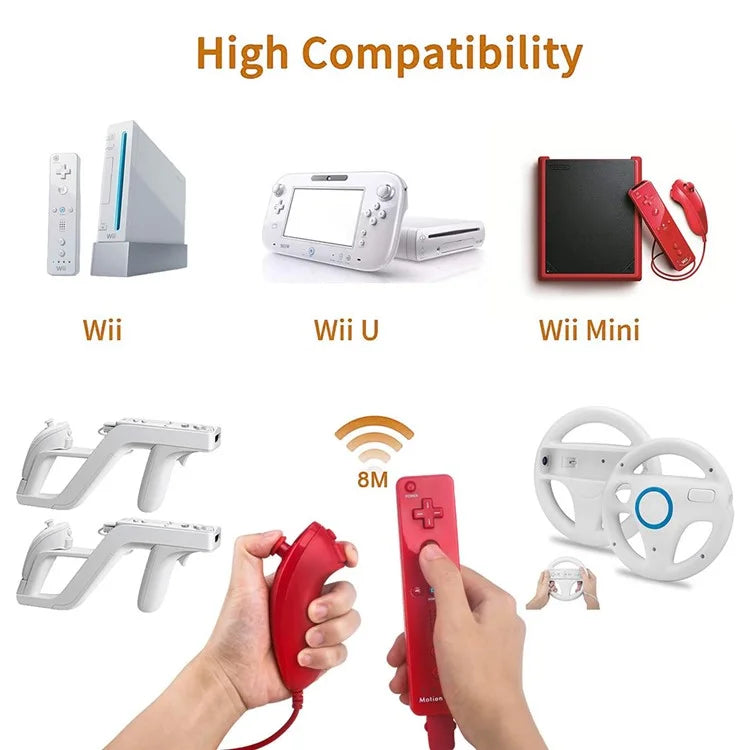 8512 For Wii U / Wii Console Remote Controller Game Wireless Handle Grip Built-in Motion Plus