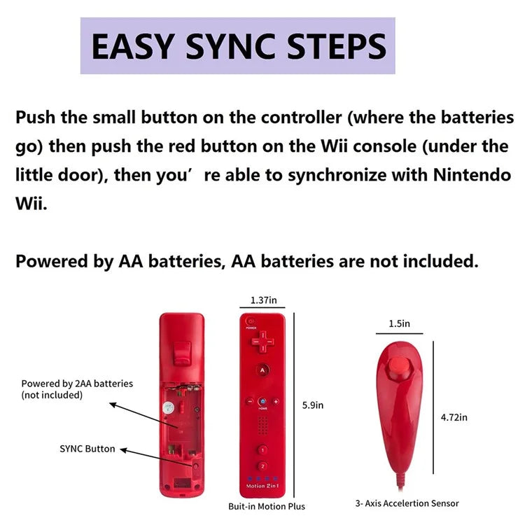 8512 For Wii U / Wii Console Remote Controller Game Wireless Handle Grip Built-in Motion Plus