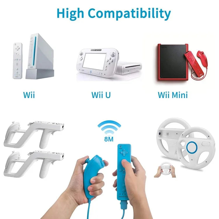 8512 For Wii U / Wii Console Remote Controller Game Wireless Handle Grip Built-in Motion Plus