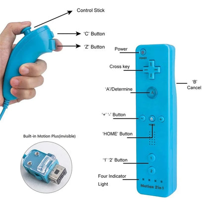8512 For Wii U / Wii Console Remote Controller Game Wireless Handle Grip Built-in Motion Plus