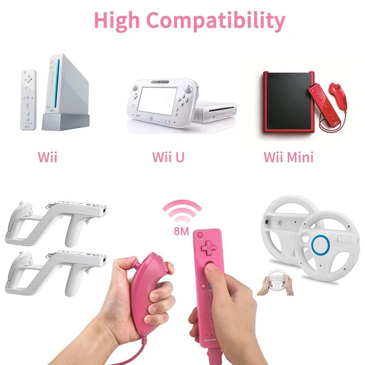 8512 For Wii U / Wii Console Remote Controller Game Wireless Handle Grip Built-in Motion Plus