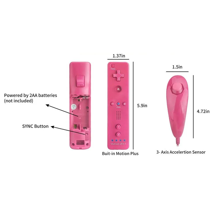 8512 For Wii U / Wii Console Remote Controller Game Wireless Handle Grip Built-in Motion Plus