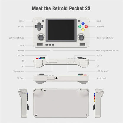 RETROID Pocket 2S 4+128G Portable Game Console 3.5" Display Handheld Game Player Android 11 Classic Games Console