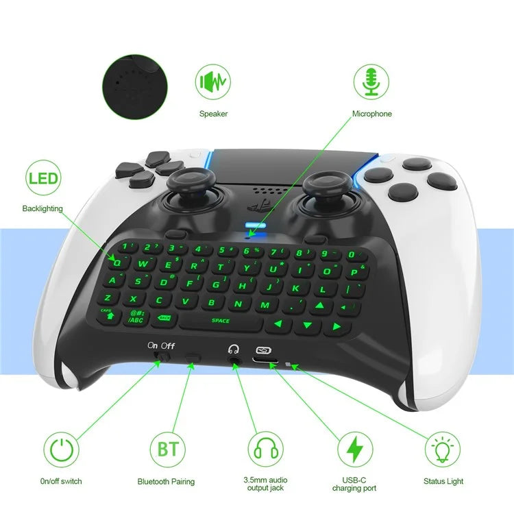 JYS P5172 For Sony PS5 DualSense Edge Controller Wireless Bluetooth External Keyboard Portable Gamepad Keyboard