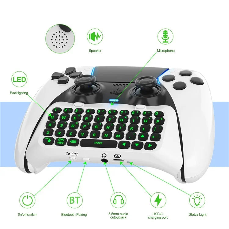 JYS P5172 For Sony PS5 DualSense Edge Controller Wireless Bluetooth External Keyboard Portable Gamepad Keyboard