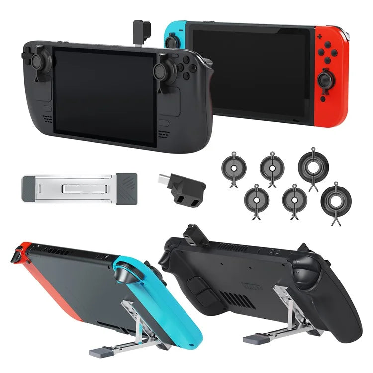 JYS JYS-SD015 For Steam Deck / Switch OLED / Lite Rocker Caps Thumb Grip Covers + Back Bracket + Type-C Adapter