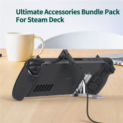 JYS JYS-SD015 For Steam Deck / Switch OLED / Lite Rocker Caps Thumb Grip Covers + Back Bracket + Type-C Adapter