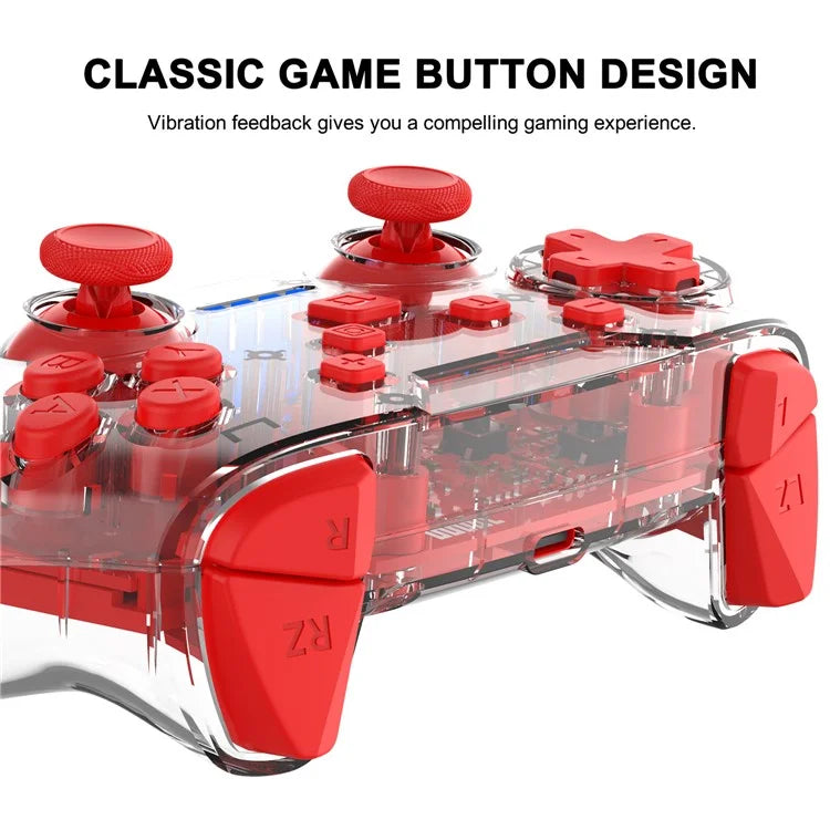 YS01 Switch Controller with Vibration, Wake-Up, Turbo, Clear Bluetooth Gamepad for Tesla