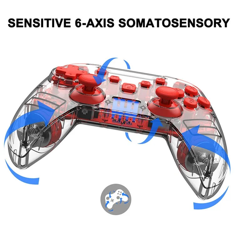 YS01 Switch Controller with Vibration, Wake-Up, Turbo, Clear Bluetooth Gamepad for Tesla